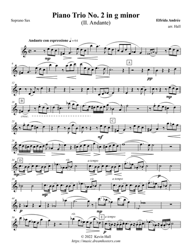 Andrée: Piano Trio No. 2 (Andante) - arr. for Sax Quartet SATB
