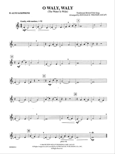 O Waly, Waly (The Water Is Wide): E-flat Alto Saxophone
