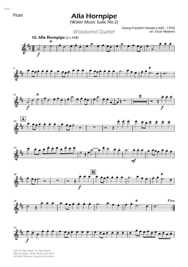 Alla Hornpipe by Handel - Woodwind Quartet (Individual Parts)