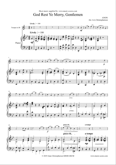 God Rest Ye Merry Gentlemen - Trumpet and Piano