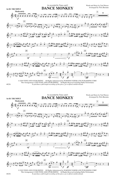 Dance Monkey: 1st B-flat Trumpet