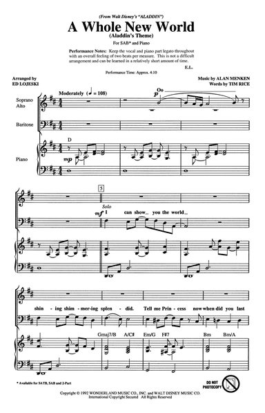 A Whole New World (Aladdin's Theme) (from Aladdin) (arr. Ed Lojeski)