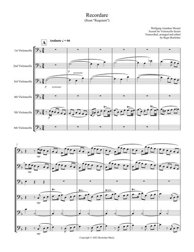 Recordare (from "Requiem") (F) (Violoncello Sextet)