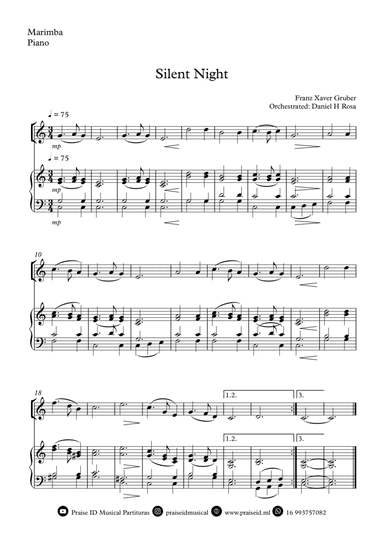 Silent Night - Christmas Carol - Marimba and Piano