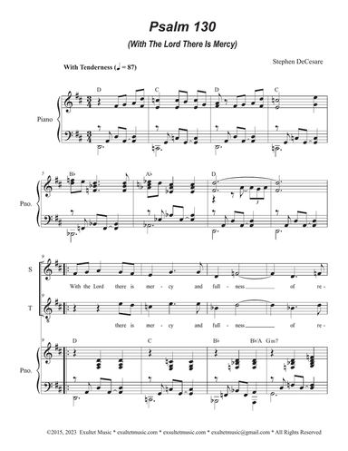 Psalm 130 (With The Lord There Is Mercy) (2-part choir - (Soprano and Tenor)