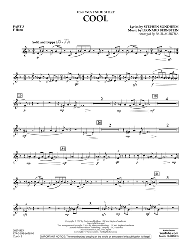 Cool (from West Side Story) (arr. Murtha) - Pt.3 - F Horn
