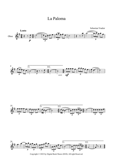La Paloma - Sebastian Yradier (Oboe)
