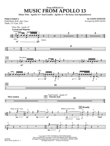 Music from Apollo 13 (arr. John Moss) - Percussion 1