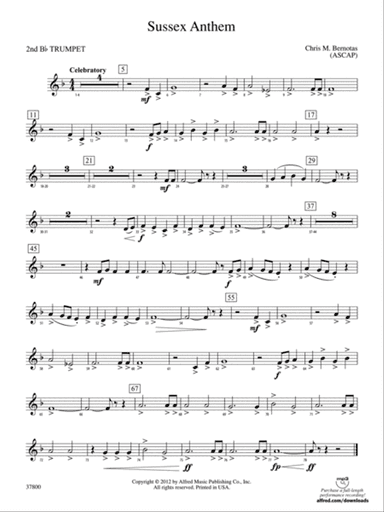 Sussex Anthem: 2nd B-flat Trumpet
