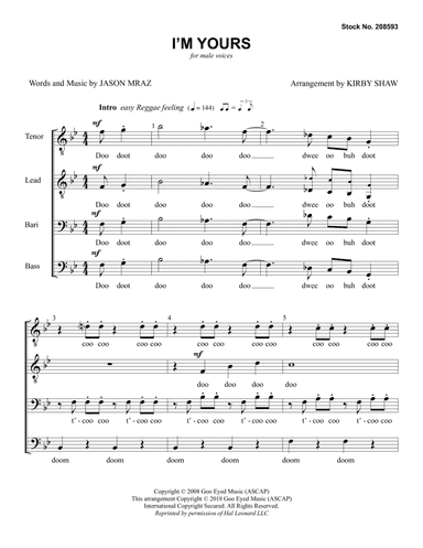 I'm Yours (arr. Kirby Shaw)