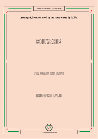 Lalo-Souvenir, for Violin and Piano