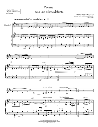 Ravel - Pavane pour une infante défunte, arranged for French Horn (in F) and Piano
