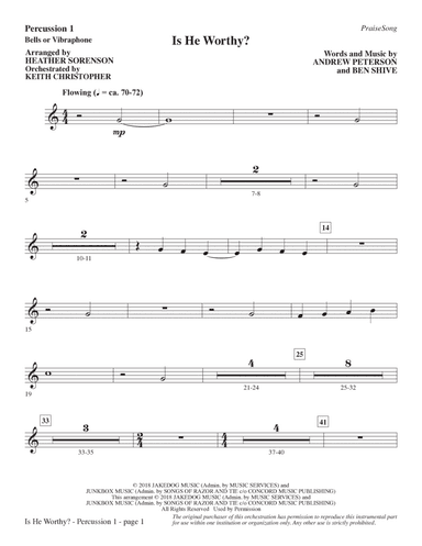 Is He Worthy? (Chamber Orchestra) (arr. Heather Sorenson) - Percussion 1