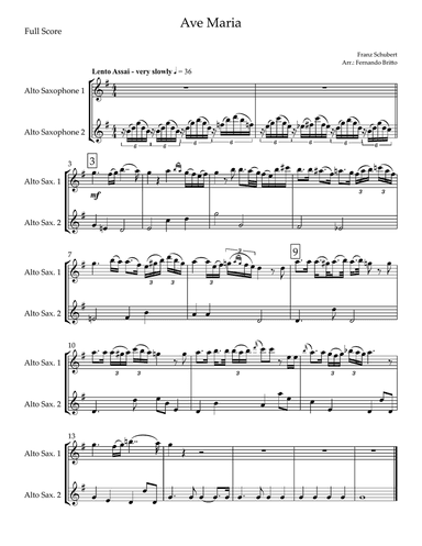Ave Maria (Franz Schubert) for Alto Saxophone Duo