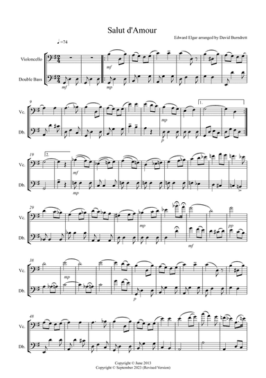 Salut d' Amour for Cello and Double Bass Duet