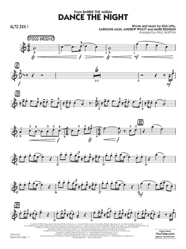 Dance The Night (from Barbie) (arr. Murtha) - Alto Sax 1