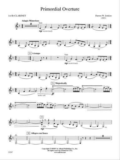 Primordial Overture: 1st B-flat Clarinet