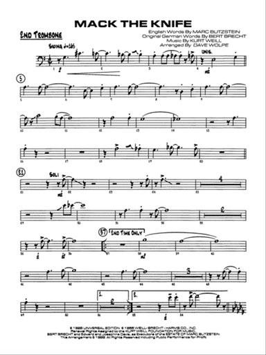 Mack the Knife (from The Threepenny Opera): 2nd Trombone