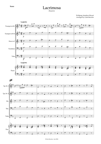 Lacrimosa (Brass Quintet) Piano