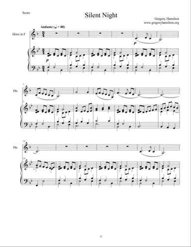 Silent Night - for Horn in F and Piano