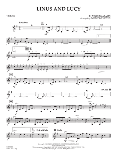 Linus and Lucy (arr. Robert Longfield) - Violin 2