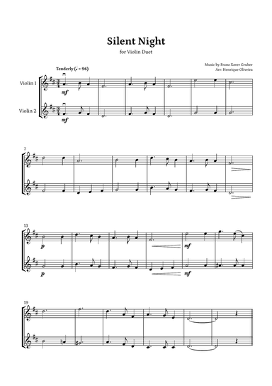Silent Night (Violin Duet) - Beginner Level