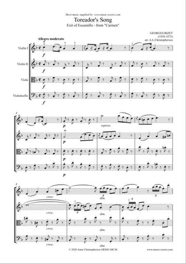 The Toreador Song from Carmen - String Quartet