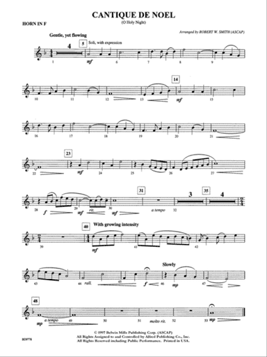 Cantique de Noel (O Holy Night): 1st F Horn