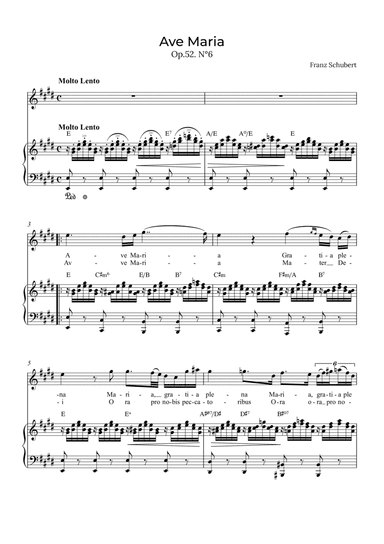 Ave Maria Schubert - Soprano with chords in E