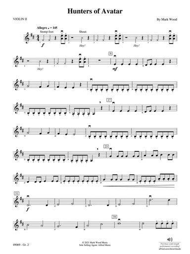 Hunters of Avatar: Violin 2 - Grade 2