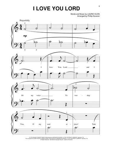 I Love You Lord (arr. Phillip Keveren)