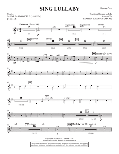 Sing Lullaby (arr. Heather Sorenson) - Chimes