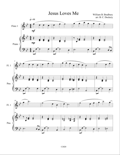 Jesus Loves Me (flute solo) with optional piano accompaniment