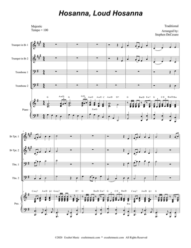 Hosanna, Loud Hosanna (Brass Quartet (Alternate Version) - Piano accompaniment)
