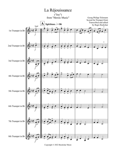 La Rejouissance (from "Heroic Music") (Eb) (Trumpet Octet)