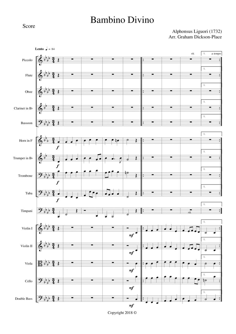 Bambino Divino - Arranged by Graham Dickson-Place for Full Orchestra