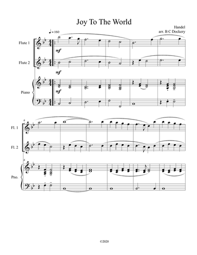 Joy to the World (flute duet) with optional piano accompaniment