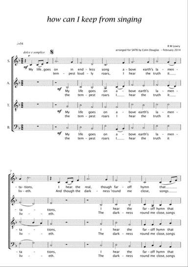 How can I keep from singing - SATB