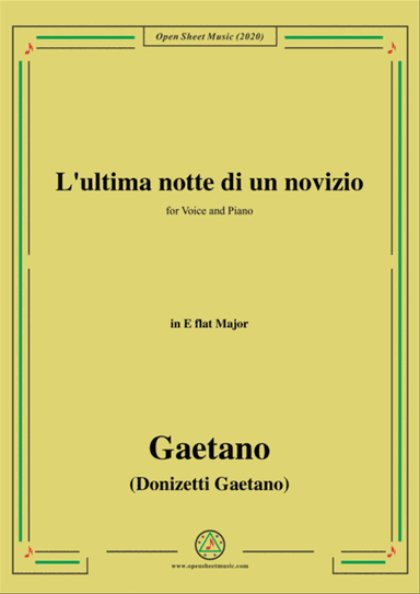 Donizetti-L'ultima notte di un novizio,in E flat Major,for Voice and Piano