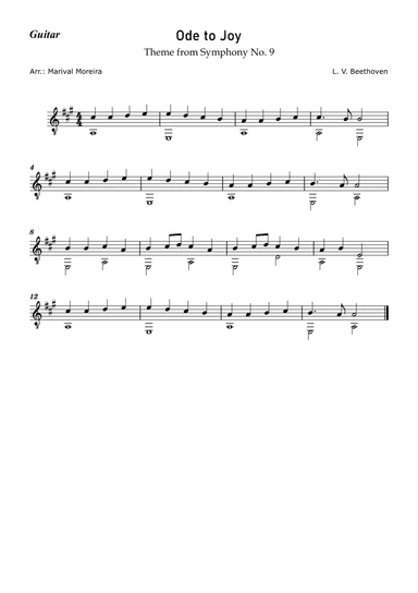 Ode to Joy - Beethoven (Easy guitar)