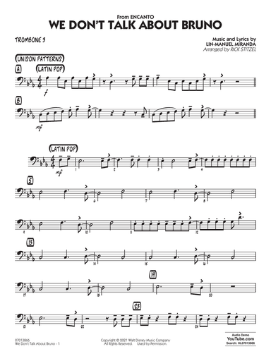 We Don't Talk About Bruno (from Encanto) (arr. Rick Stitzel) - Trombone 3