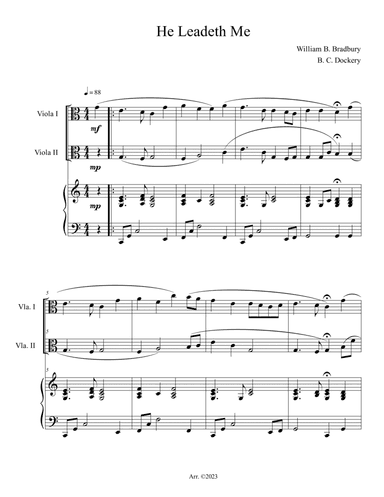He Leadeth Me (Viola Duet with Piano Accompaniment)