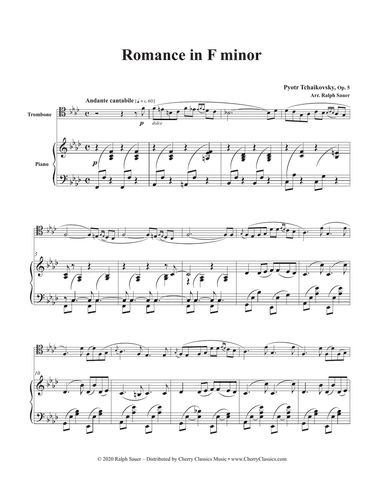 Romance in F minor, Op. 5 for Trombone and Piano