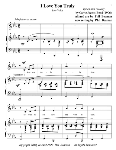 I Love You Truly - low voice/piano