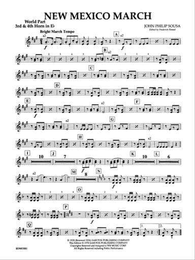 New Mexico March: (wp) 3rd Horn in E-flat