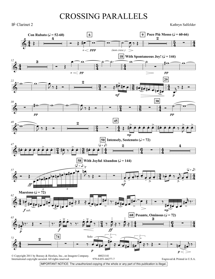 Crossing Parallels - Bb Clarinet 2