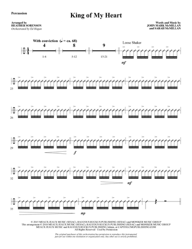 King of My Heart (arr. Heather Sorenson) - Percussion