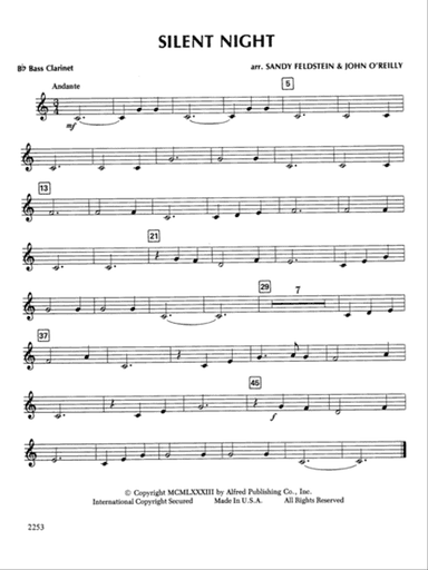 Silent Night: B-flat Bass Clarinet