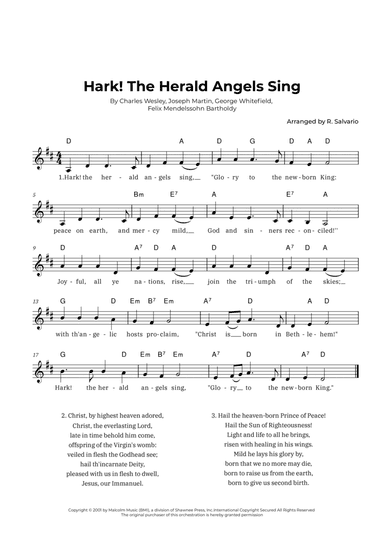 Hark! The Herald Angels Sing (Key of D Major)