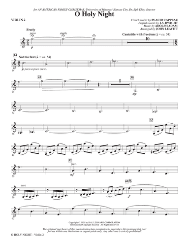 O Holy Night (arr. John Leavitt) - Violin 2